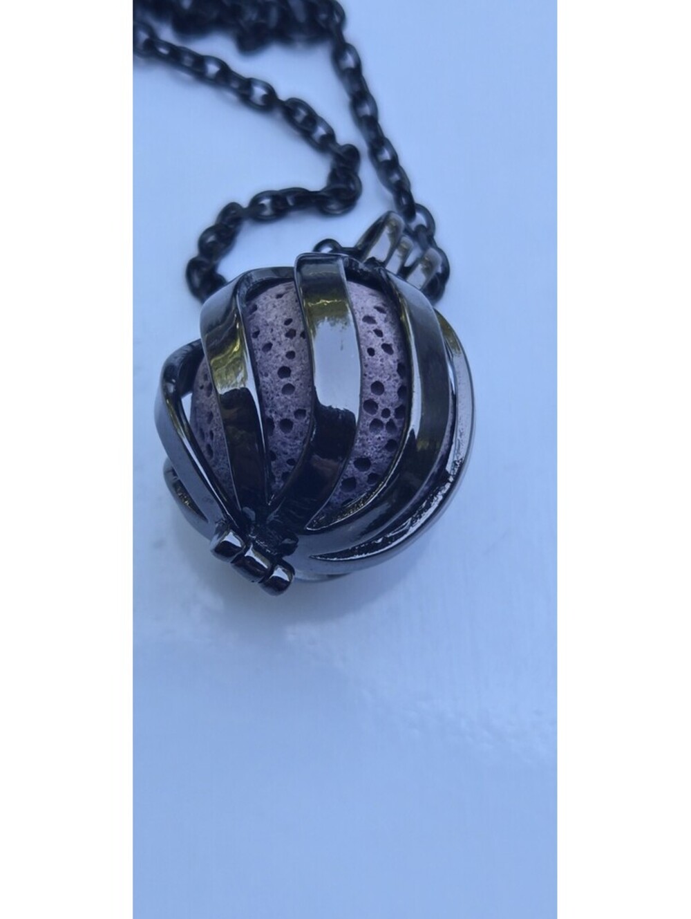 Unbrandef Black Costume Necklace Chain Is 22" With Encased Ball Pendant Lobster
